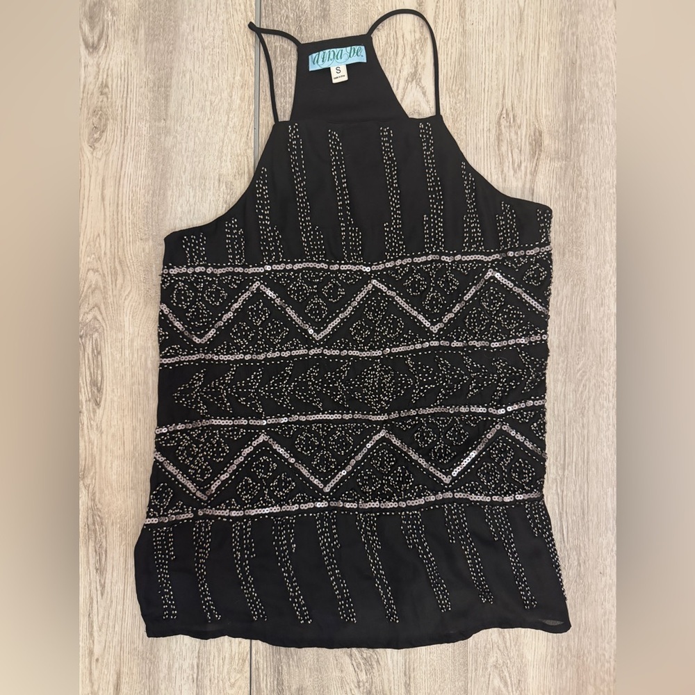 Dina Be Black beaded Sleeveless Tank Top